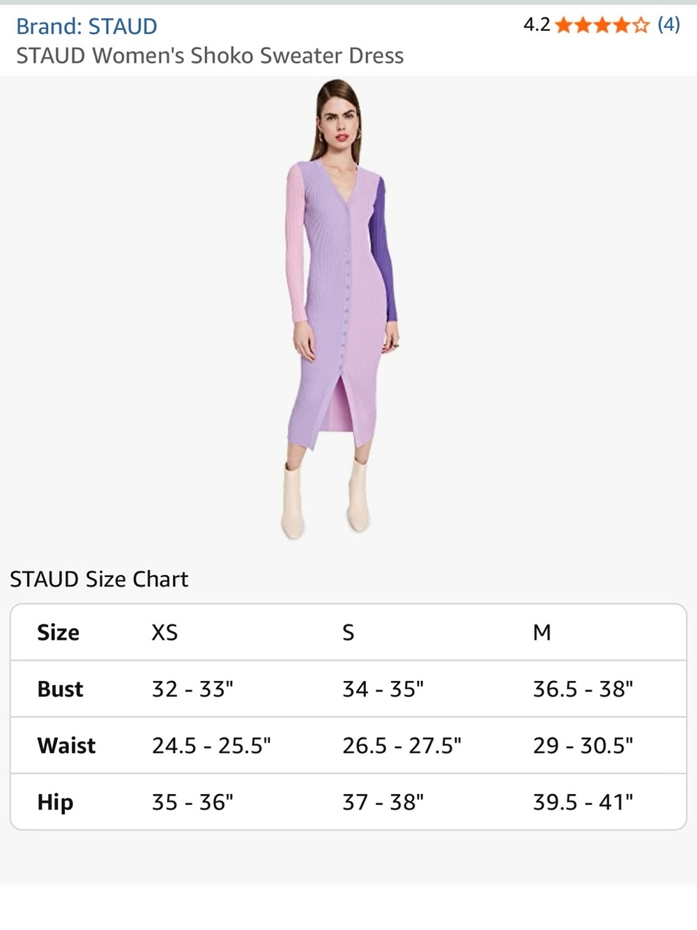STAUD Colorblock Ribbed Midi Dress in Lavender, Pink, Purple